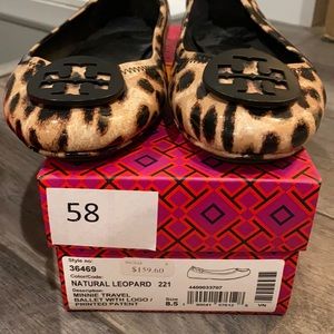 Tory Burch Minnie Flat Leopard size 8.5 (w/box)